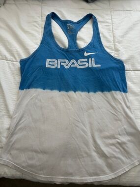 Nike Blue and White Brasil Racerback Tank Top